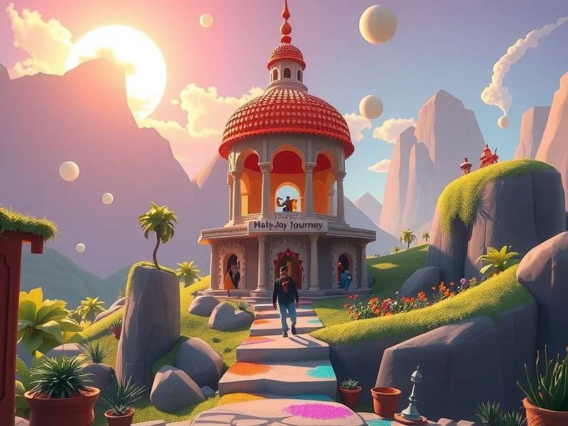 Holi Joy Journey gameplay showing a player collecting colors